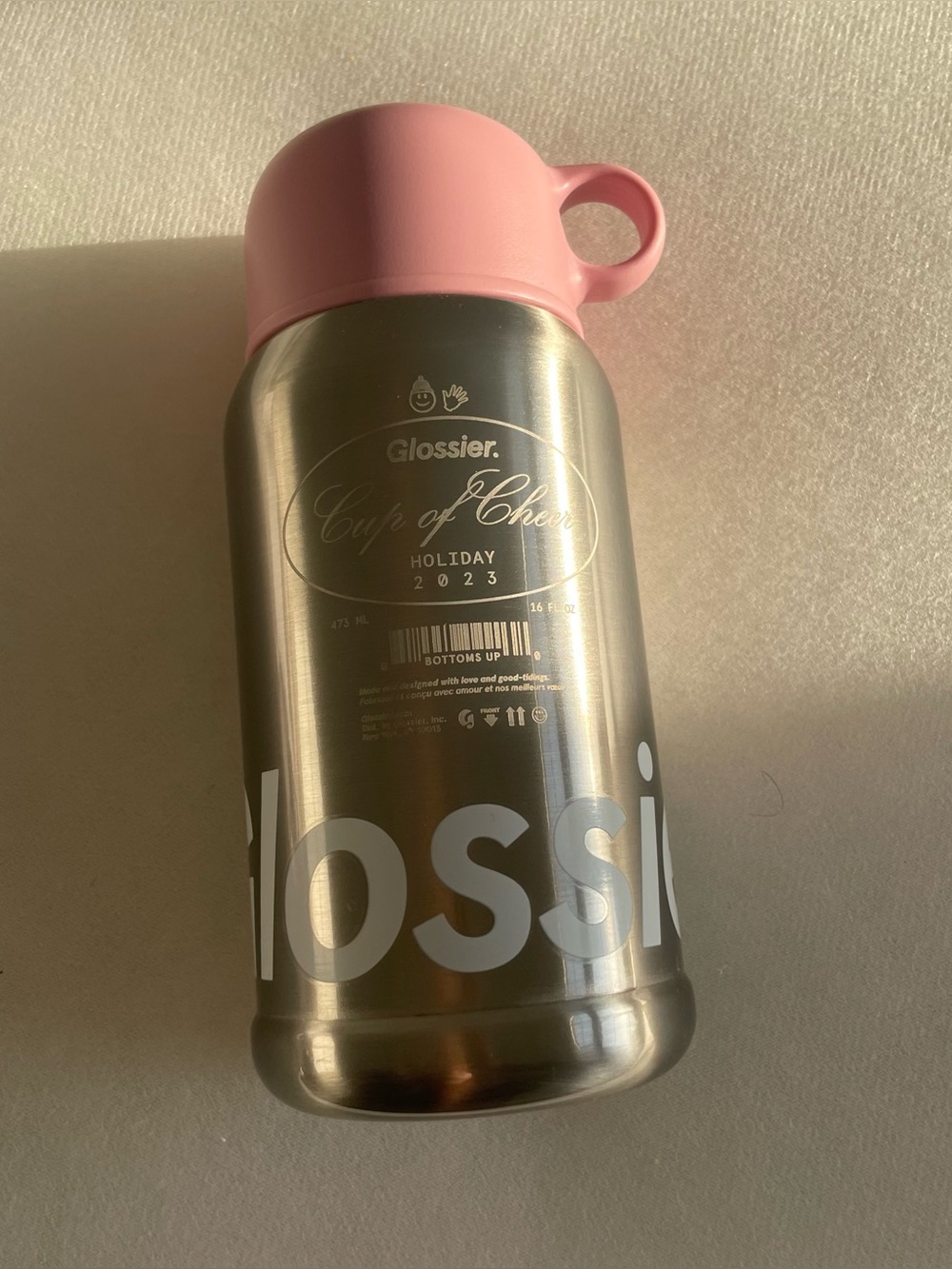 Glossier Holiday Pink Tumbler Thermos | Cup of Cheer | Limited Edition | New!